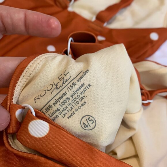 Roolee Mommy & Me Rust Polka Dot Swimsuit Set (M, 6/7, 4/5, 2T) - Picture 4 of 14